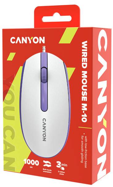 Фото - Миша дротова Canyon M-10 USB White Lavender (CNE-CMS10WL)