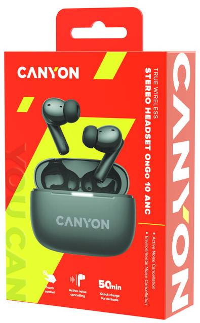 Фото - Навушники вкладиші бездротові TWS Canyon OnGo TWS-10 ANC ENC Black (CNS-TWS10BK)
