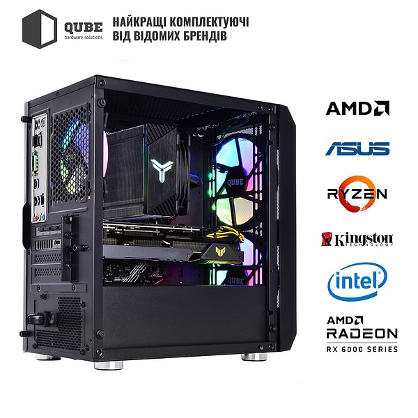 Фото - Системний блок QUBE QB Ryzen 7 5700X RX 6600 8GB NM 1641Win (Ryzen75700XRX66008GBNM1641Win)