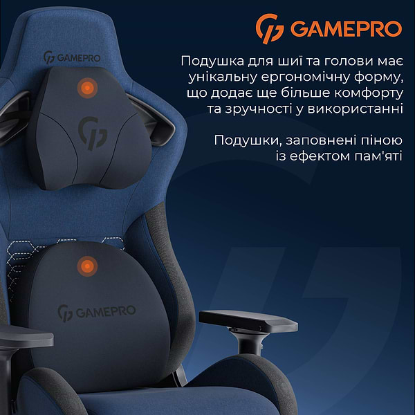 Фото - Крісло для геймерів GamePro Size XL Fabric Dark Blue (GC900DB)