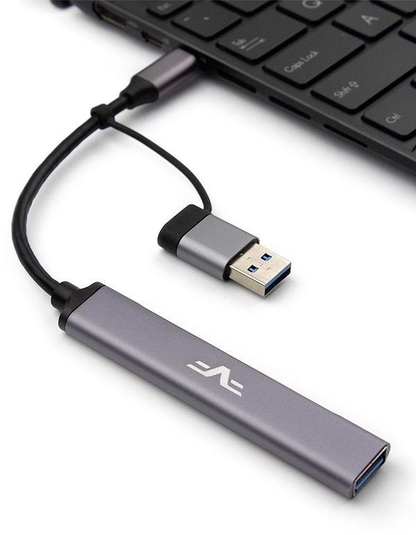 Фото - Хаб USB Frime 1xUSB3.0, 3xUSB2.0 Silver (FH-20152)