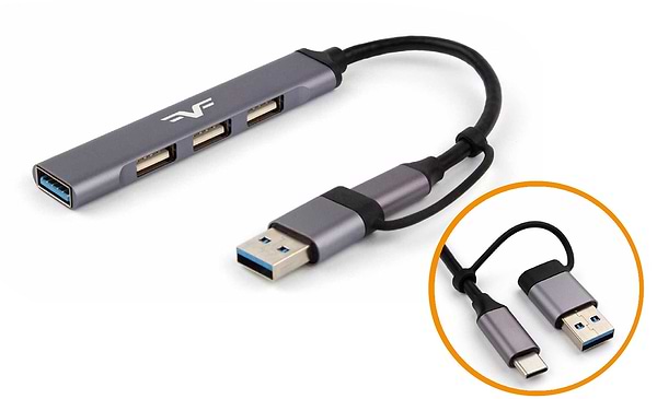 Фото - Хаб USB Frime 1xUSB3.0, 3xUSB2.0 Silver (FH-20152)