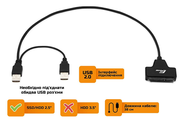 Фото - Переходник Frime USB 2.0 - SATA I/II/III (FHA2021)