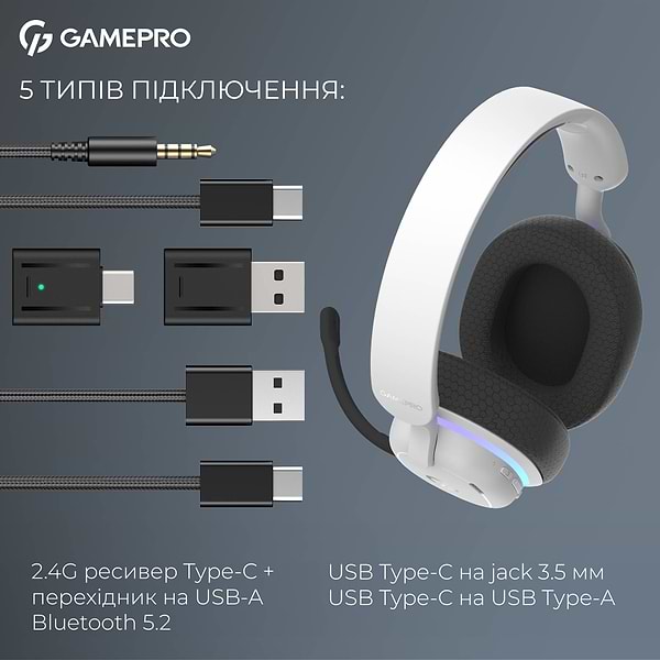 Фото - Гарнітура бездротова ігрова GamePro Asgard Bragi (HSW250W)