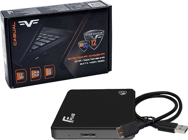 Фото - Внешний карман Frime 2.5" SATA HDD/SSD Plastic USB 3.0 Black (FHE10.25U30)