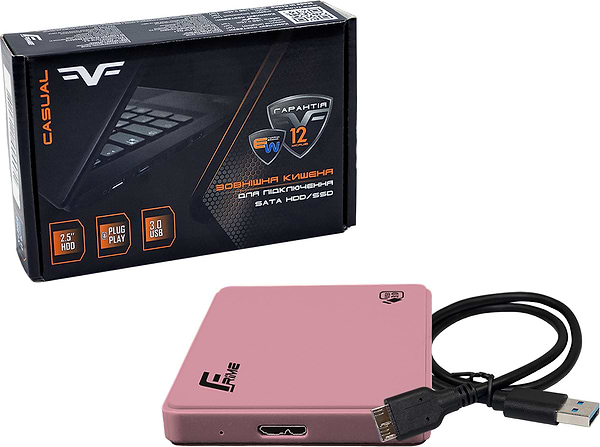 Фото - Внешний карман Frime 2.5" SATA HDD/SSD Plastic USB 3.0 Pink (FHE12.25U30)