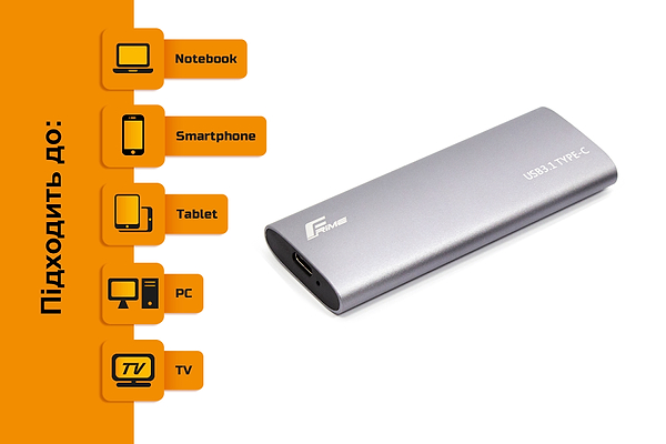 Фото - Внешний карман Frime M.2 NVMe PCIe Metal USB 3.2 Type-C Silver (FHE401.M2UC)