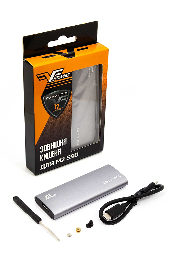 Фото - Внешний карман Frime M.2 NVMe PCIe Metal USB 3.2 Type-C Silver (FHE401.M2UC)