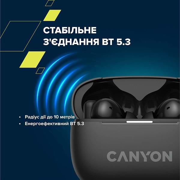Фото - Навушники вкладиші бездротові TWS Canyon OnGo TWS-10 ANC ENC Black (CNS-TWS10BK)