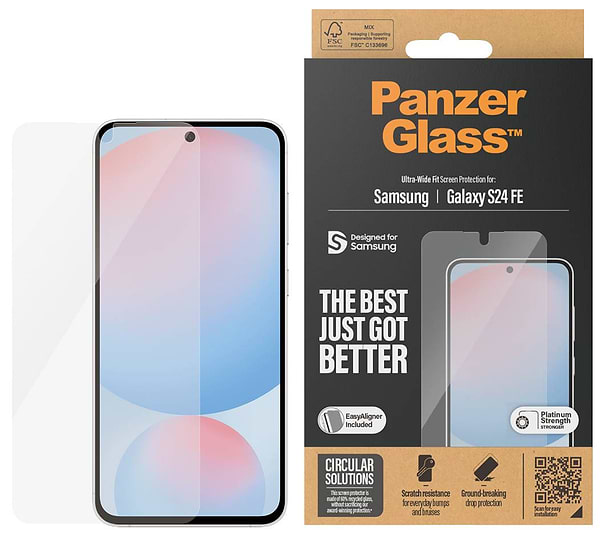 Фото - Захисне скло для смартфону PanzerGlass Screen Protector Samsung Galaxy S24 FE, Ultra-Wide Fit w. Aligner (PG_7378)