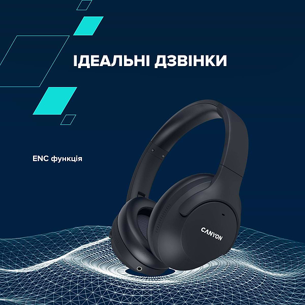 Фото - Навушники повнорозмірні бездротові Canyon OnRiff 10 ANC Black (CNS-CBTHS10BK)