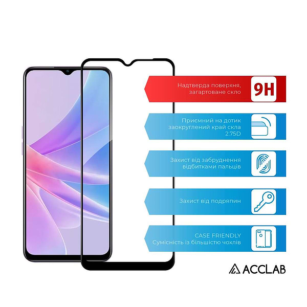 Фото - Защитное стекло для смартфона ACCLAB Full Glue for Oppo A58 (1283126565144)