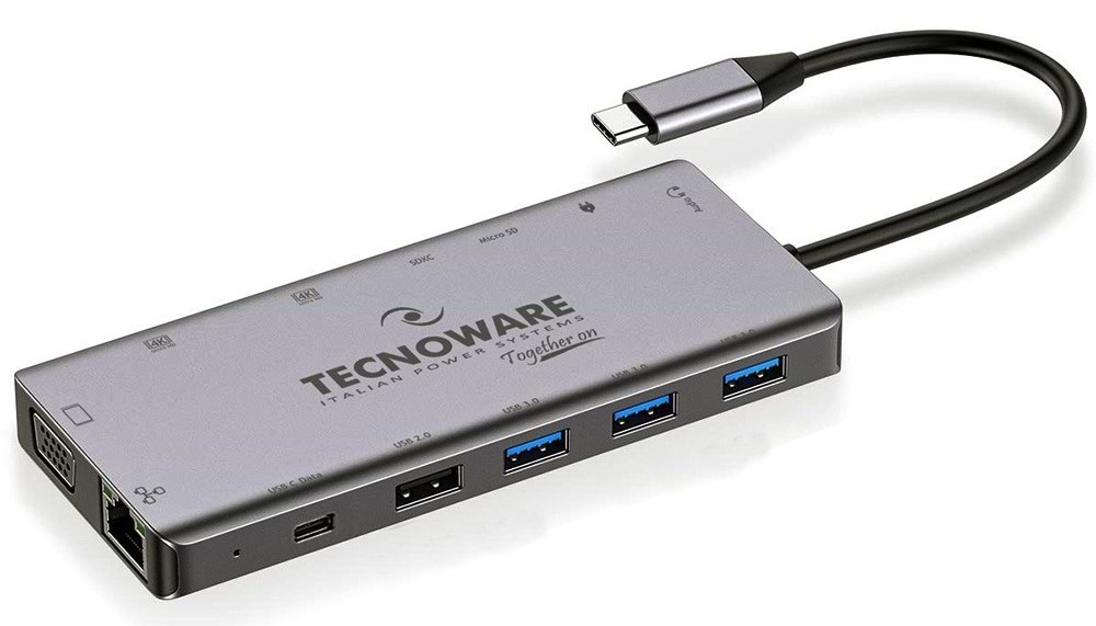 Хаб USB Tecnoware USB TYPE-C 13в1 Adapter (FHUB17692)