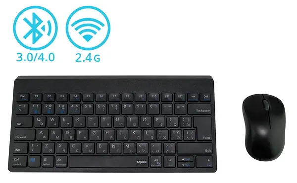Фото - Уцінка - Клавіатура + миша бездротова Rapoo 8000M Wireless Black #