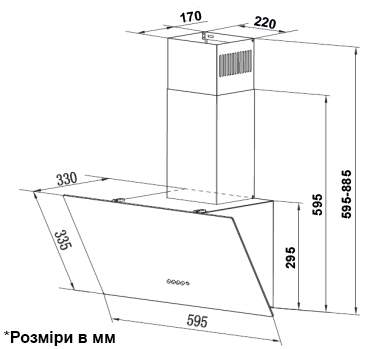 Фото - Витяжка декоративна Interline TEFFI BL A/60/GL/PB