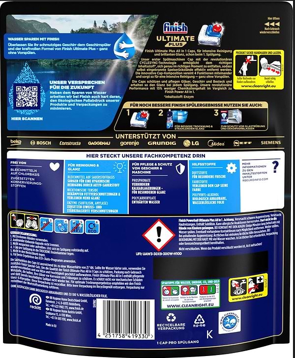 Фото - Таблетка для посудомийної машини Finish Ultimate Plus All in 1, 45 шт