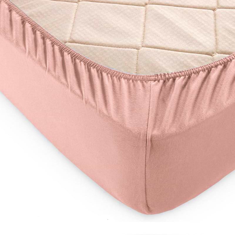 Простынь односпальная GM Textile на резинке светло-коричневая 90х200х25 - Фото 1