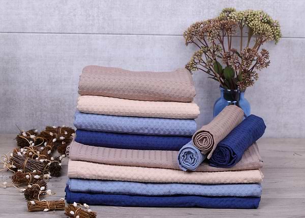 Фото - Рушник для обличчя Aisha вафельний синій 50х85