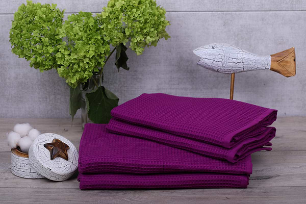 Фото - Полотенце банное Aisha вафельная фуксия 70х130