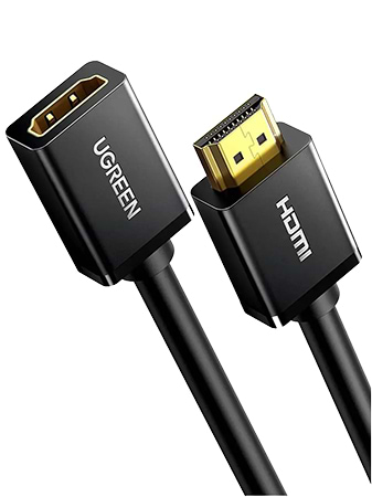 Кабель HDMI UGREEN HD107 Male to Female Extension Cable 1m Black (10141) - Фото 1
