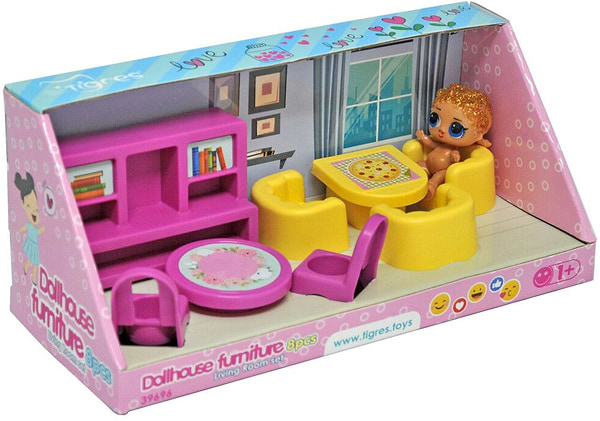 Фото - Меблі і будиночки для ляльки Tigres Вітальня 8 ел. (39696)