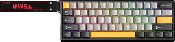 Фото - Клавіатура дротова Aula WIN60 HE Max Magnetic switch, Black/Grey/Yellow EN/UA (6978080504036)