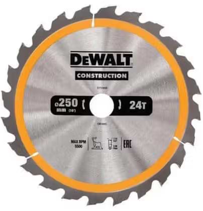 Круг відрізний по дереву DeWALT СONSTRUCTION 250х30 (DT1956)