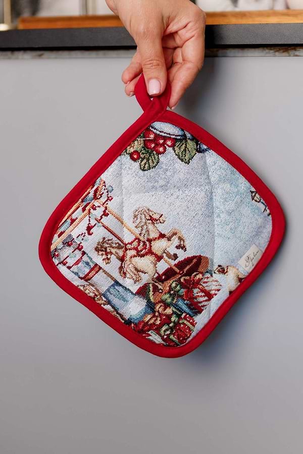 Фото - Прихватка Прованс Новорічна гобеленова Carousel 20х20 см (041939)