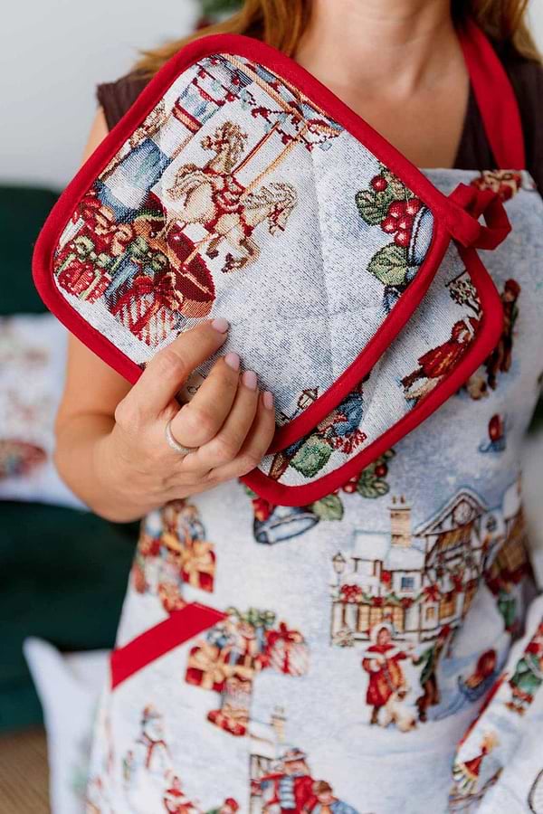 Фото - Прихватка Прованс Новорічна гобеленова Carousel 20х20 см (041939)