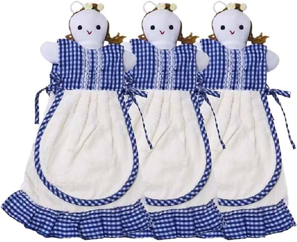 Фото - Набір рушників Zastelli махрових фігурка Дівчинка для кухні 25х50 см 3 шт. Сині (21093)