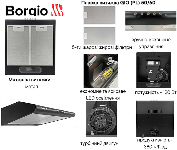 Фото - Вытяжка традиционная Borgio GIO (PL) 60 Black