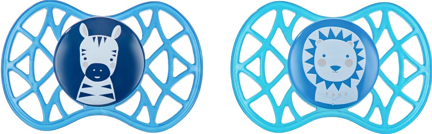 Симметричная пустышка Nuvita Air55 Explorer 6m+ (зебра, лев) 2 шт. (NV7087M)