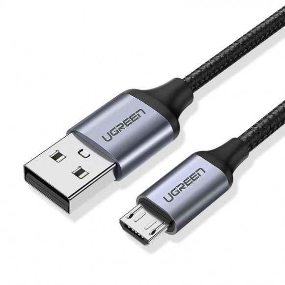 Кабель синхронизации данных UGREEN US290 USB - Micro USB Cable Aluminum Braid 1m Black (60146) - Фото 1