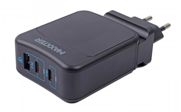 Сетевое зарядное устройство Maxxter 1USB-A + 2USB-C (WC-PD65W-01)