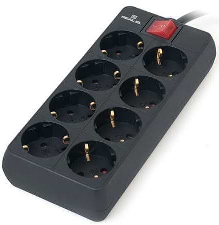 Фото - Мережевий фільтр REAL-EL RS-8 Protect 5m Black (EL122300024)