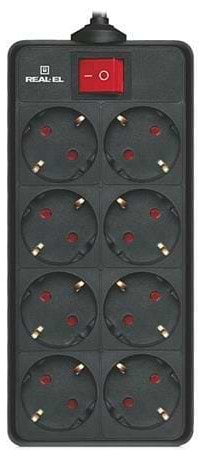 Фото - Мережевий фільтр REAL-EL RS-8 Protect 5m Black (EL122300024)