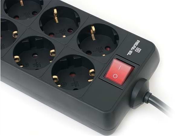 Фото - Мережевий фільтр REAL-EL RS-8 Protect 5m Black (EL122300024)