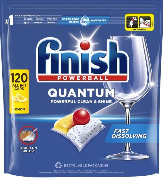 Таблетка для посудомийної машини Finish Quantum All in 1 Лимон 120 шт - Фото 1