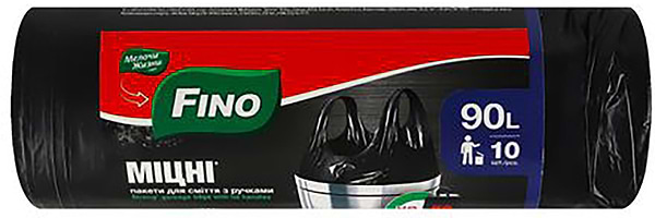 Фото - Пакет мусорный FINO с ручками, Прочные 90 л, 10 шт
