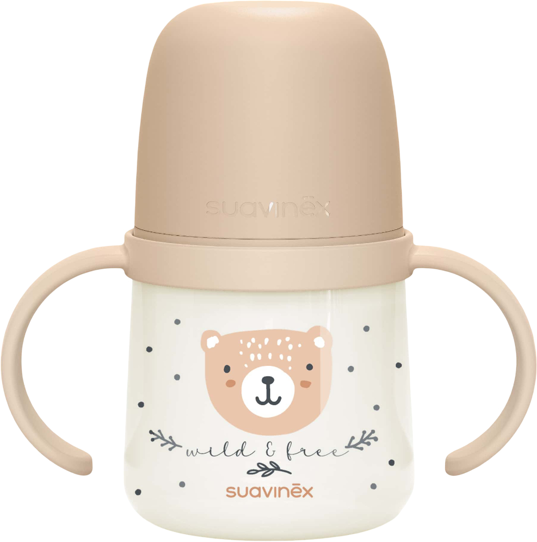 Чашка-непроливайка детская Suavinex 150 мл +6 мес. Night and day бежевая с рисунком (309187)