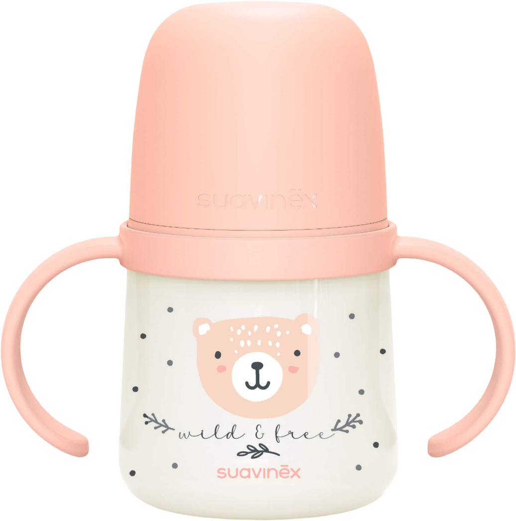 Чашка-непроливайка детская Suavinex 150 мл +6 мес. Night and day розовая с рисунком (309185)