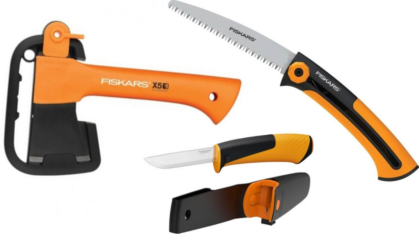 Набор садовых инструментов Fiskars топор XXS X5 +нож +пила (1057912)