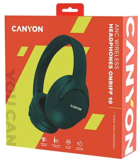 Фото - Навушники повнорозмірні бездротові Canyon OnRiff 10 ANC Green (CNS-CBTHS10GN)