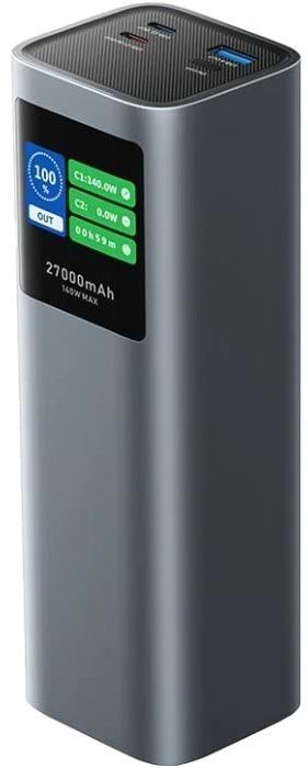 Батарея мобільна Vention 27000mAh 140W PD3.1 USB-A 2xUSB-C Gray (FKEH0)