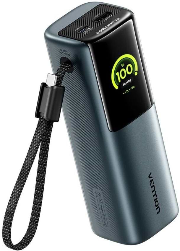 Батарея мобільна Vention 20000mAh 165W Built-in USB-C Gray (FKFH0)