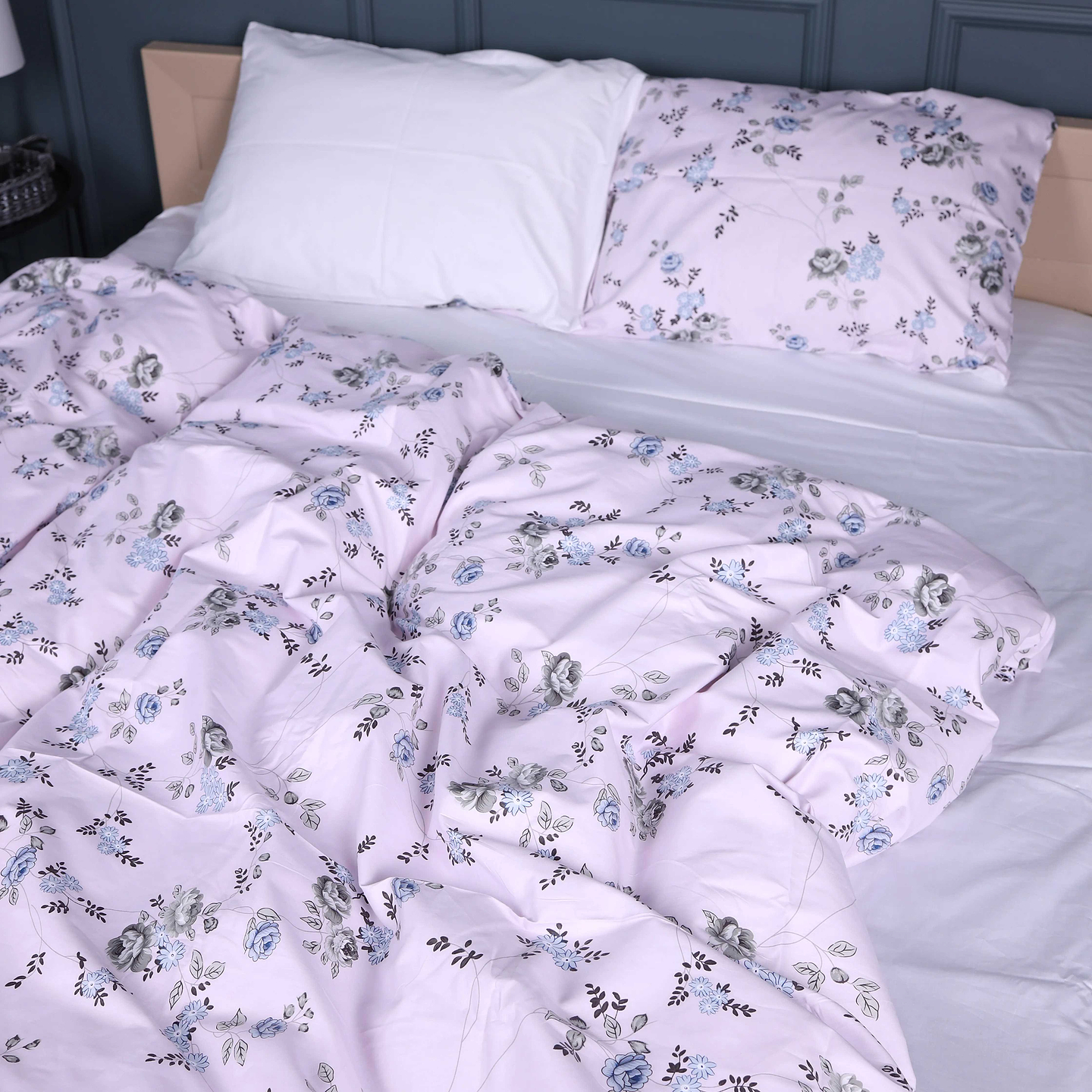 Комплект постільної білизни MirSon 175х210 см 22-1377 Flowers on Snow Сатин (2200010475937)