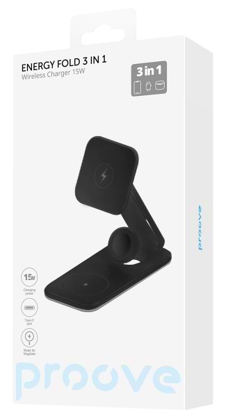 Фото - Бездротовий зарядний пристрій Proove Energy Fold 3 in 1 Black (WSEF15010001)