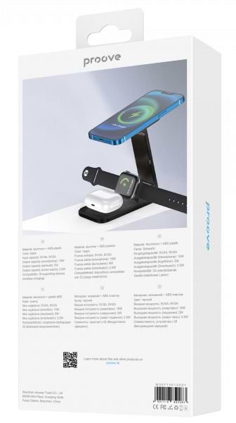 Фото - Бездротовий зарядний пристрій Proove Energy Fold 3 in 1 Black (WSEF15010001)