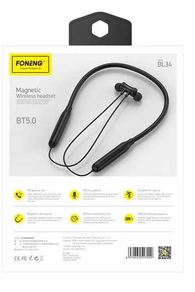 Фото - Навушники вкладиші бездротові Foneng Neckband Sport BL34 (BL34-BE-N)