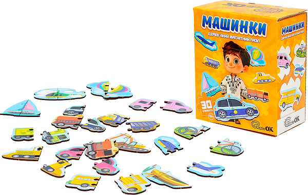 Фото - Пазли (3-4 роки) PuzzleOk Дерев'яний Машинки  (Puz-22932)
